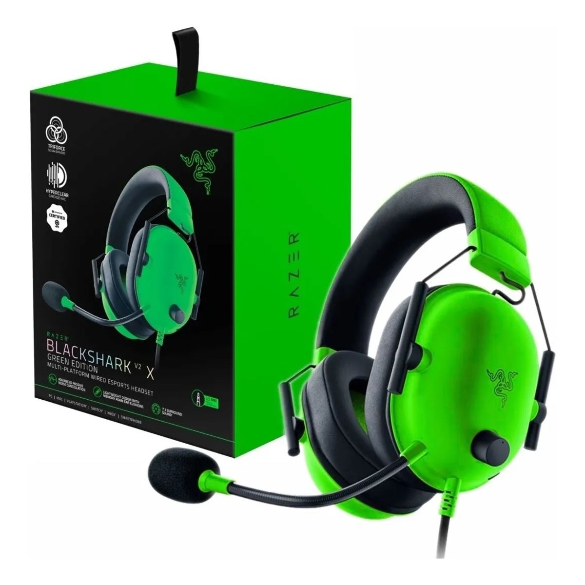 RAZER - Audífonos Diadema Gamer Razer Blackshark V2 X Sonido 7.1 Verde