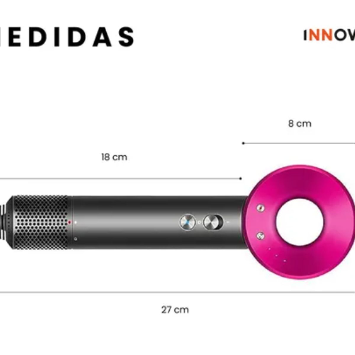 INNOVA - Secador Dys Pro Para Cabello Con Accesorios Boquillas Innovo