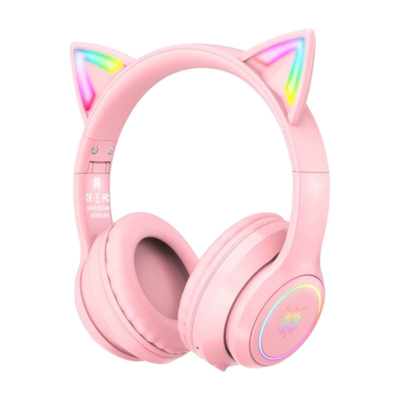 ONIKUMA - Audífonos Inalámbricos De Gato Rosa Onikuma B90 Luz Rgb