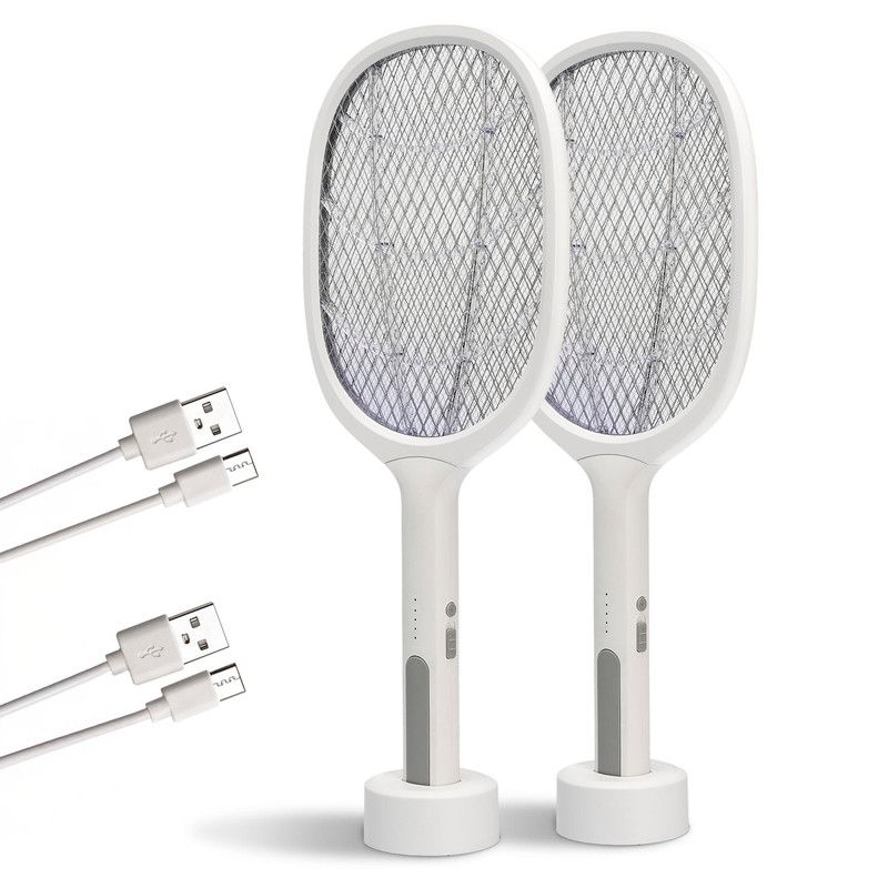 ENERGY PLUS - Set x2 Raqueta Eléctrica Recargable 3 Mallas Mata Zancudos