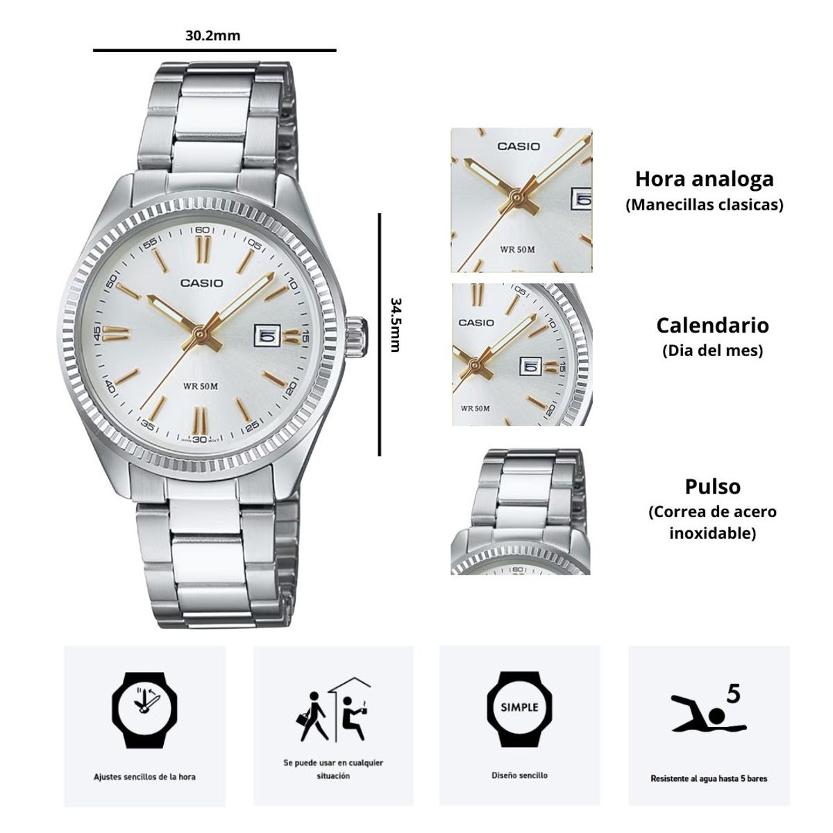 CASIO - Reloj Casio Referencia LTP-1302D-7A2 Diseño Elegante