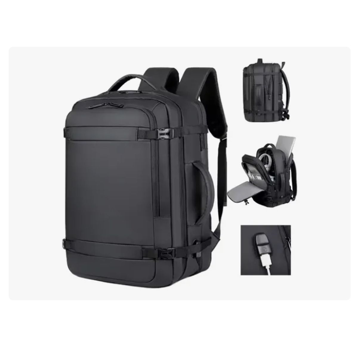 INNOVA - Maleta Bolso Morral Ejecutivo Universitario Para Laptop Con Puerto Usb