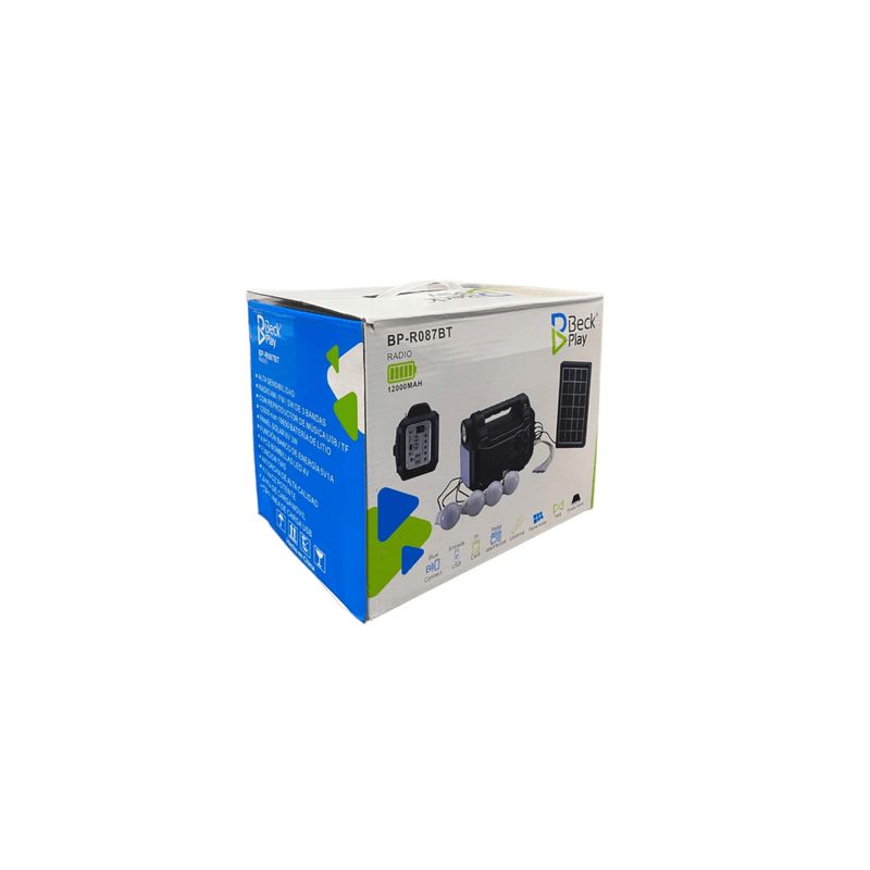 BECKS - Mini Planta Electrica Solar Panel Radio Bluetoth Bombillos