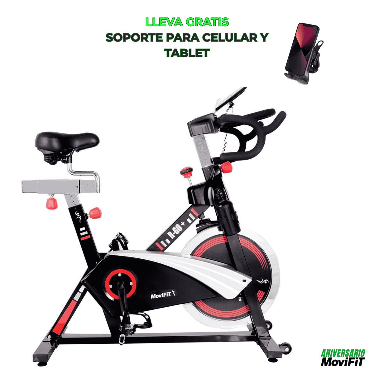 MOVIFIT - Bicicleta Spinning Magnética R-GO+ con Volante 18 Kg.