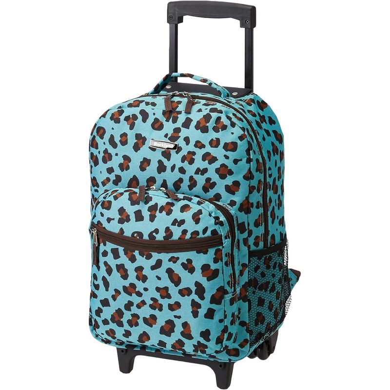 ROCKLAND - Mochila con ruedas doble manija BLUELEOPARD 17 pulgadas
