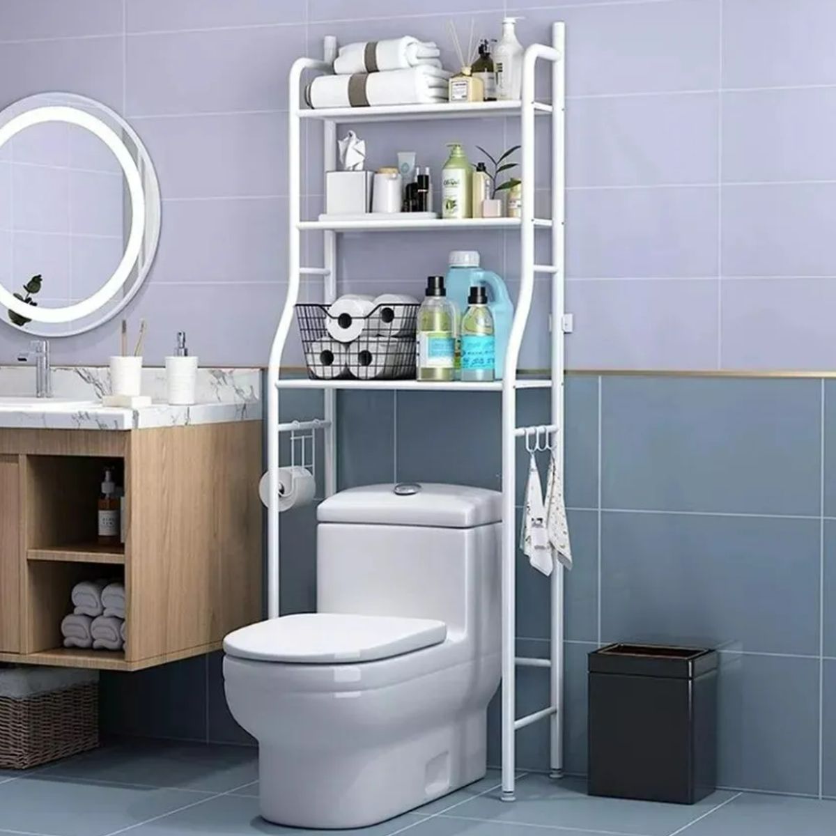 GENERICO - Organizador Estante De Baño Metálico Rack 3 Niveles