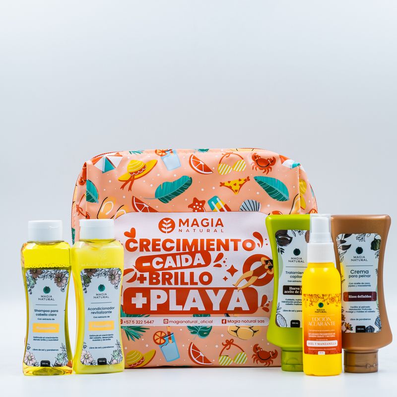 MAGIA NATURAL - Kit Capilar Viajero con Manzanilla - Huevo - Crema para Rizos y Loción Aclarante 100ml - Magia Natural