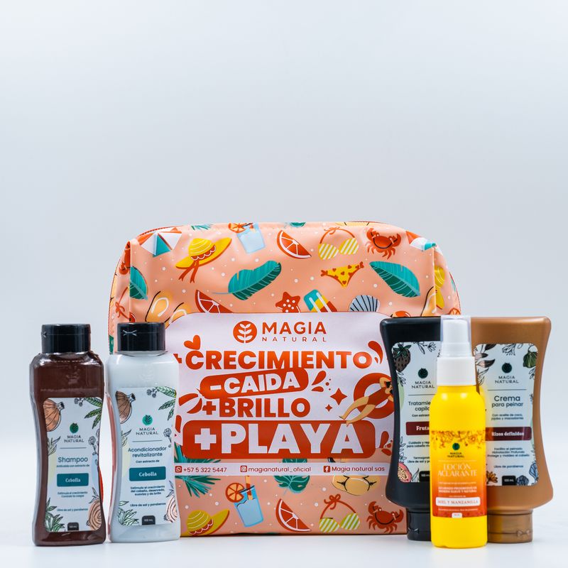 MAGIA NATURAL - Kit Capilar Viajero con Cebolla - Frutas - Crema para Rizos y Loción Aclarante 100ml - Magia Natural