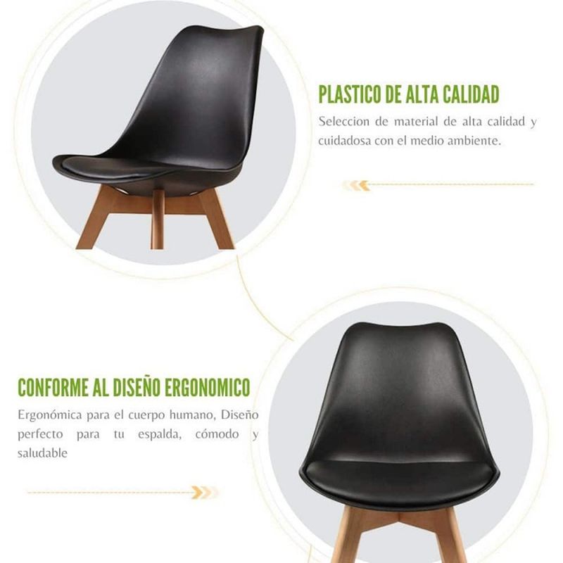 EKONOMODO COLOMBIA - Comedor Indika Beyota 30mm con 6 Sillas Milano 160x80x75 negro