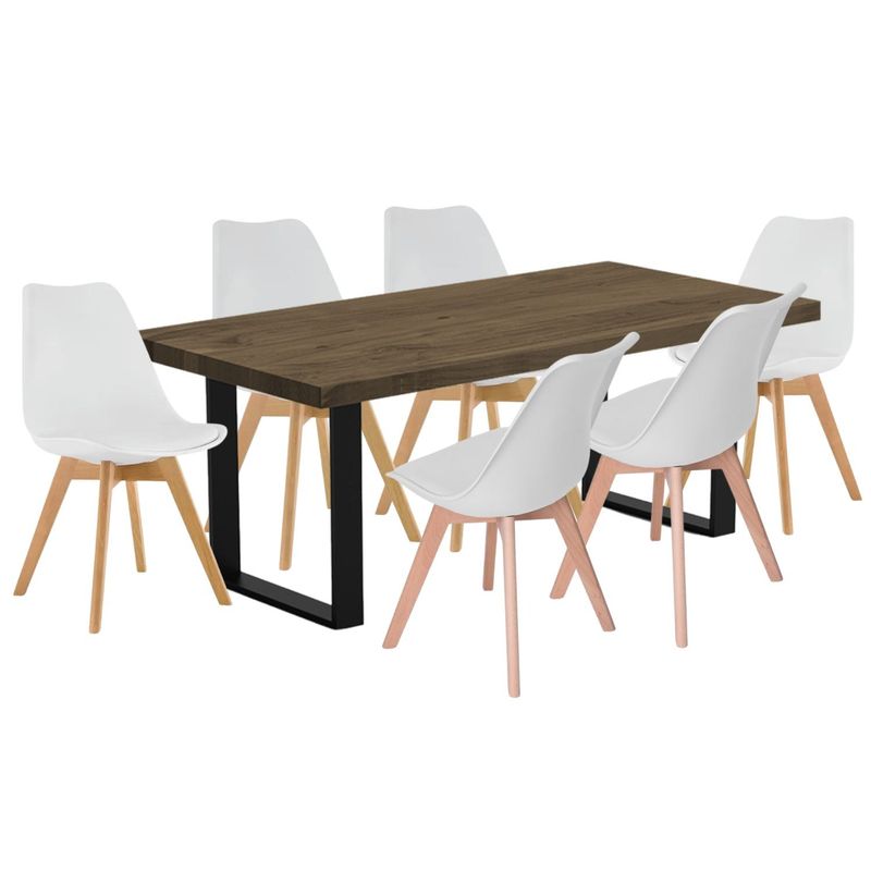 EKONOMODO COLOMBIA - Comedor Celeno Beyota 30mm con 6 Sillas Milano 160x80x75 blanco
