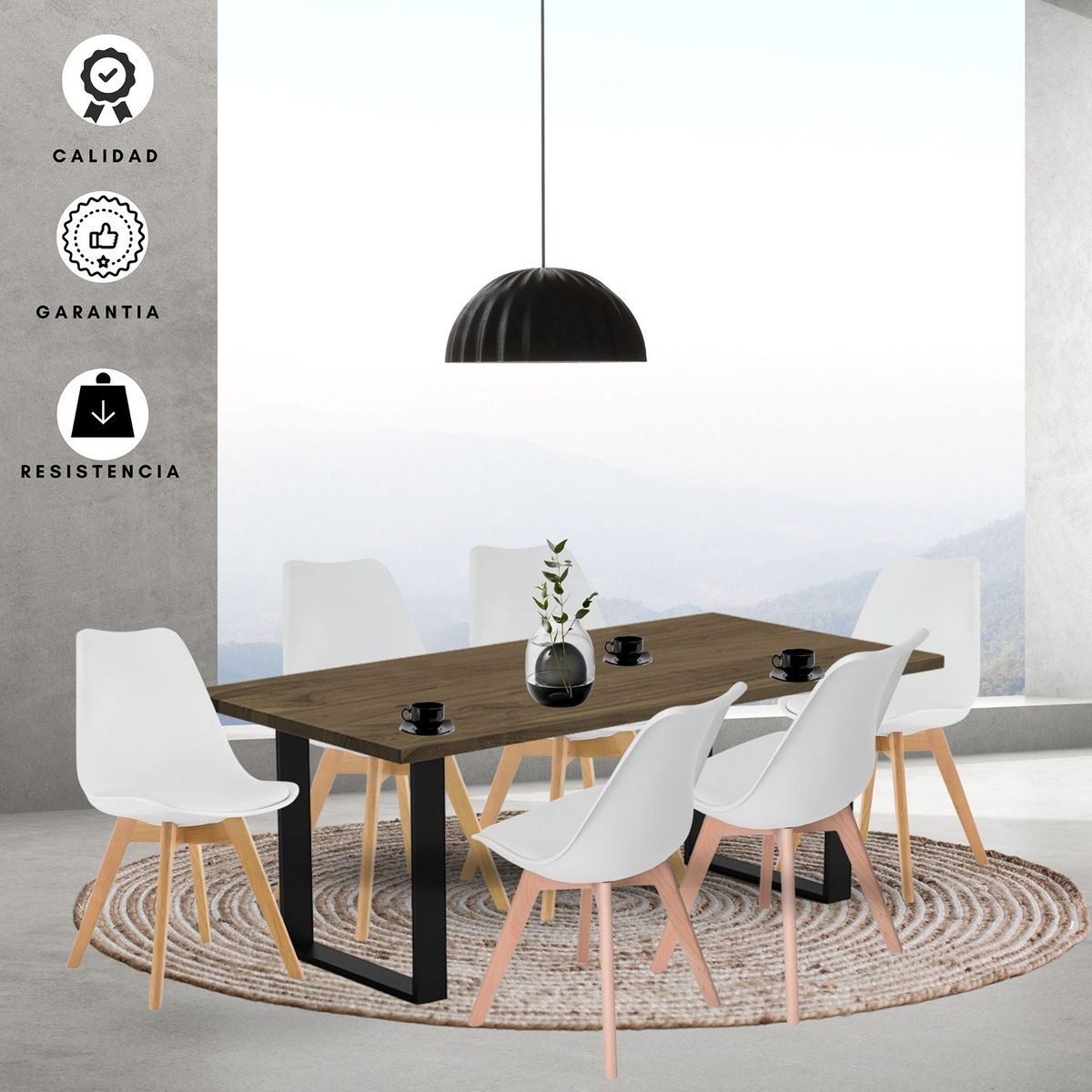 EKONOMODO COLOMBIA - Combo Comedor Celeno Beyota 30Mm Con 6 Sillas Milano 160X80X75 Blanco