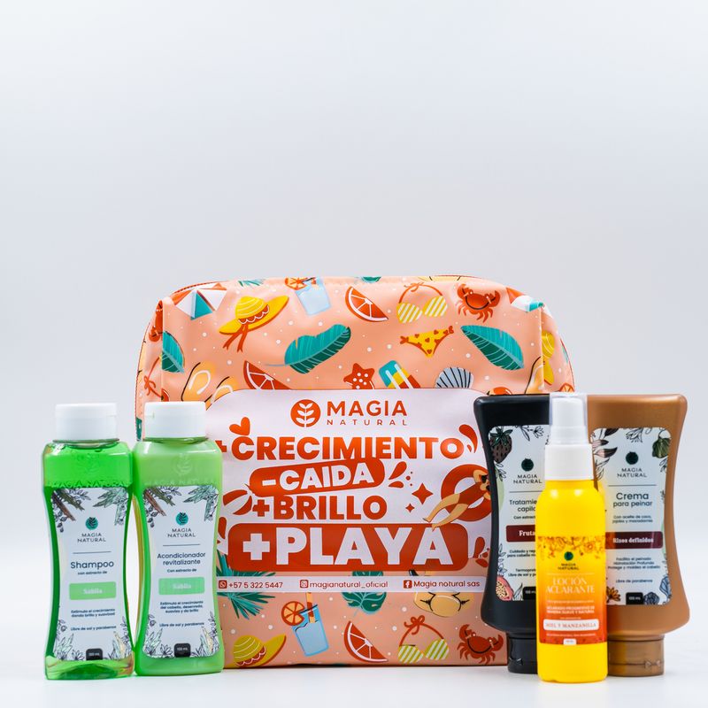 MAGIA NATURAL - Kit Capilar Viajero con Aloe Vera - Frutas - Crema para Rizos y Loción Aclarante 100ml - Magia Natural