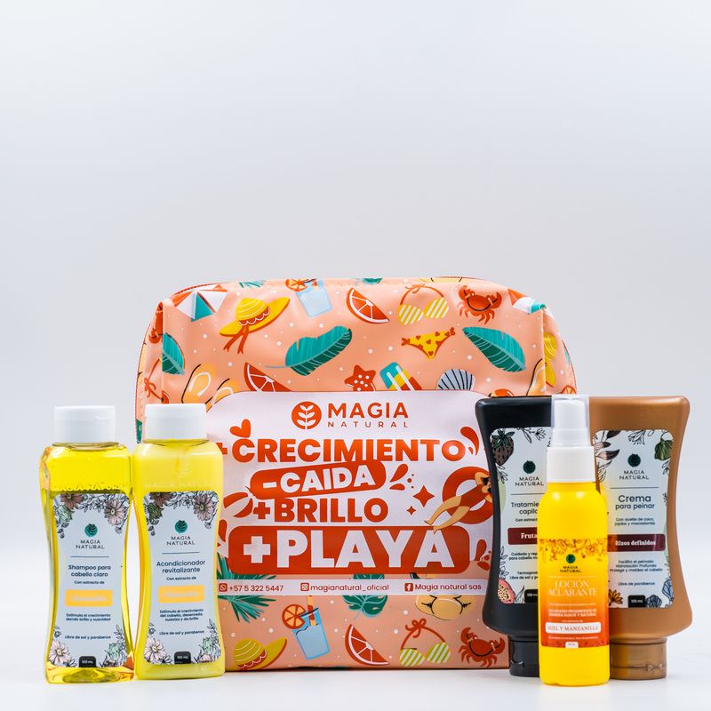MAGIA NATURAL - Kit Capilar Viajero con Manzanilla - Frutas - Crema para Rizos y Loción Aclarante 100ml - Magia Natural