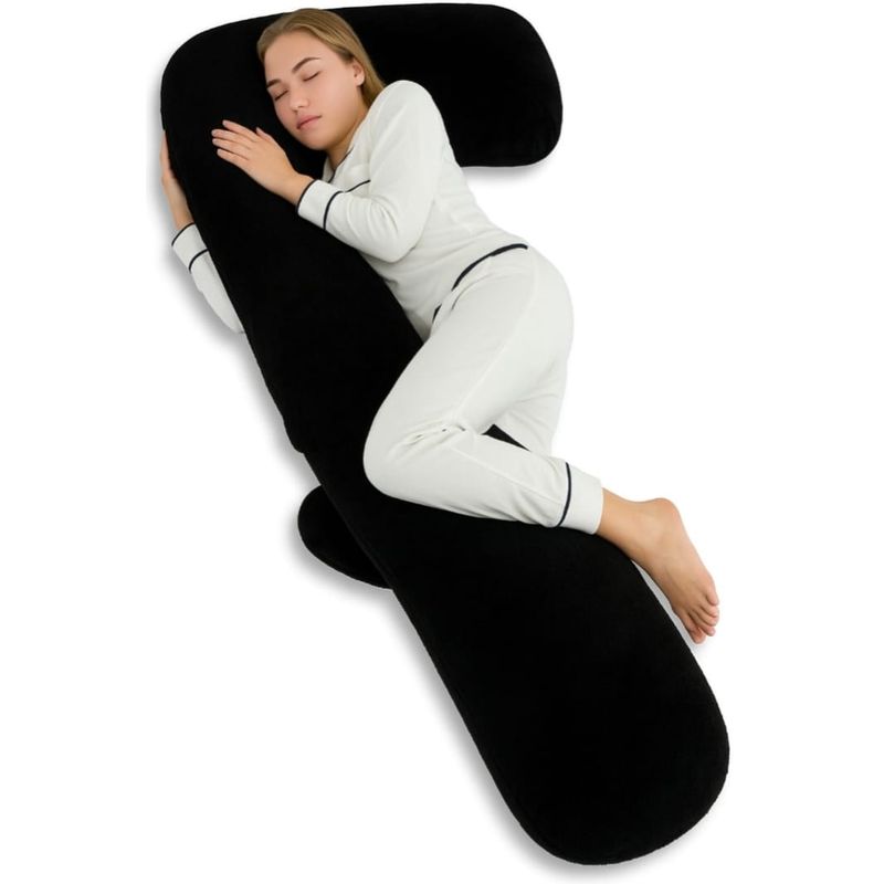 GENERICO - Almohada Cuerpo Completo Forma  L Descanso Ergonomico Color Negro