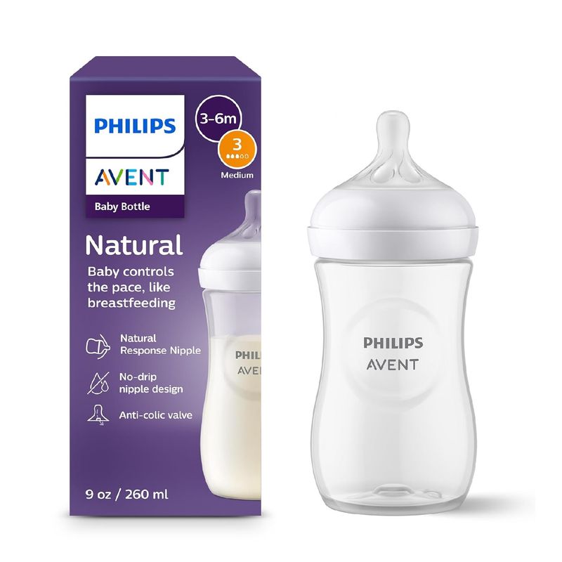 AVENT - Tetero Biberon Avent 9 Onz Anticólico Natural Response