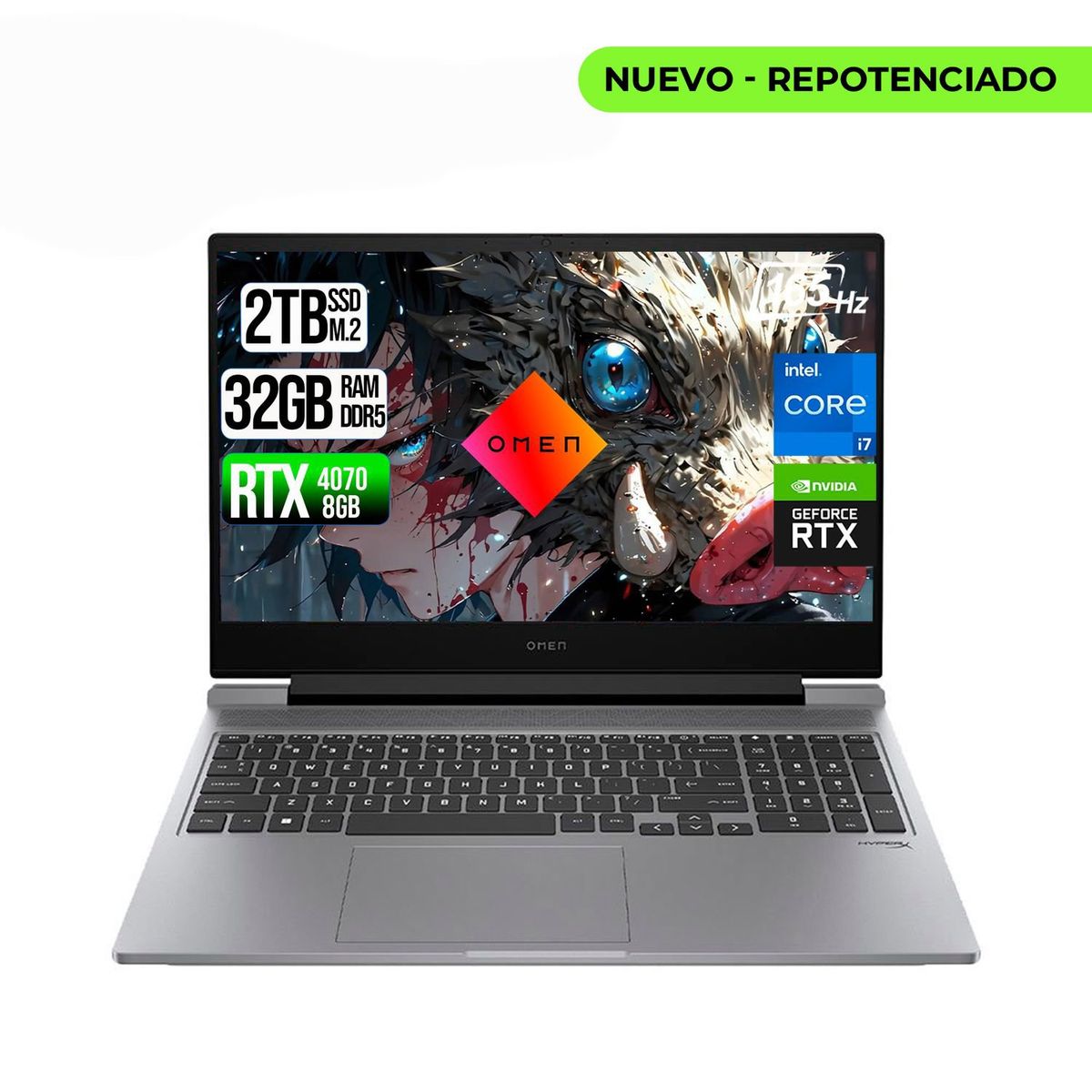 HP - Portátil HP Omen Intel Core i7 RTX 4070 32GB RAM 2TB SSD 16" FHD