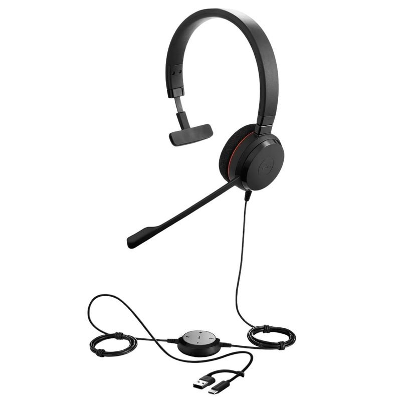JABRA - Audífonos Diadema Jabra Evolve 20 MS Mono USB Tipo C / A