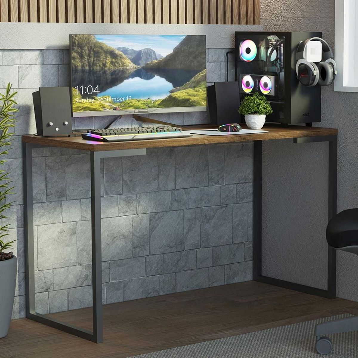 MADESA - Escritorio de Oficina Industrial Madesa de 120 cm Marrón