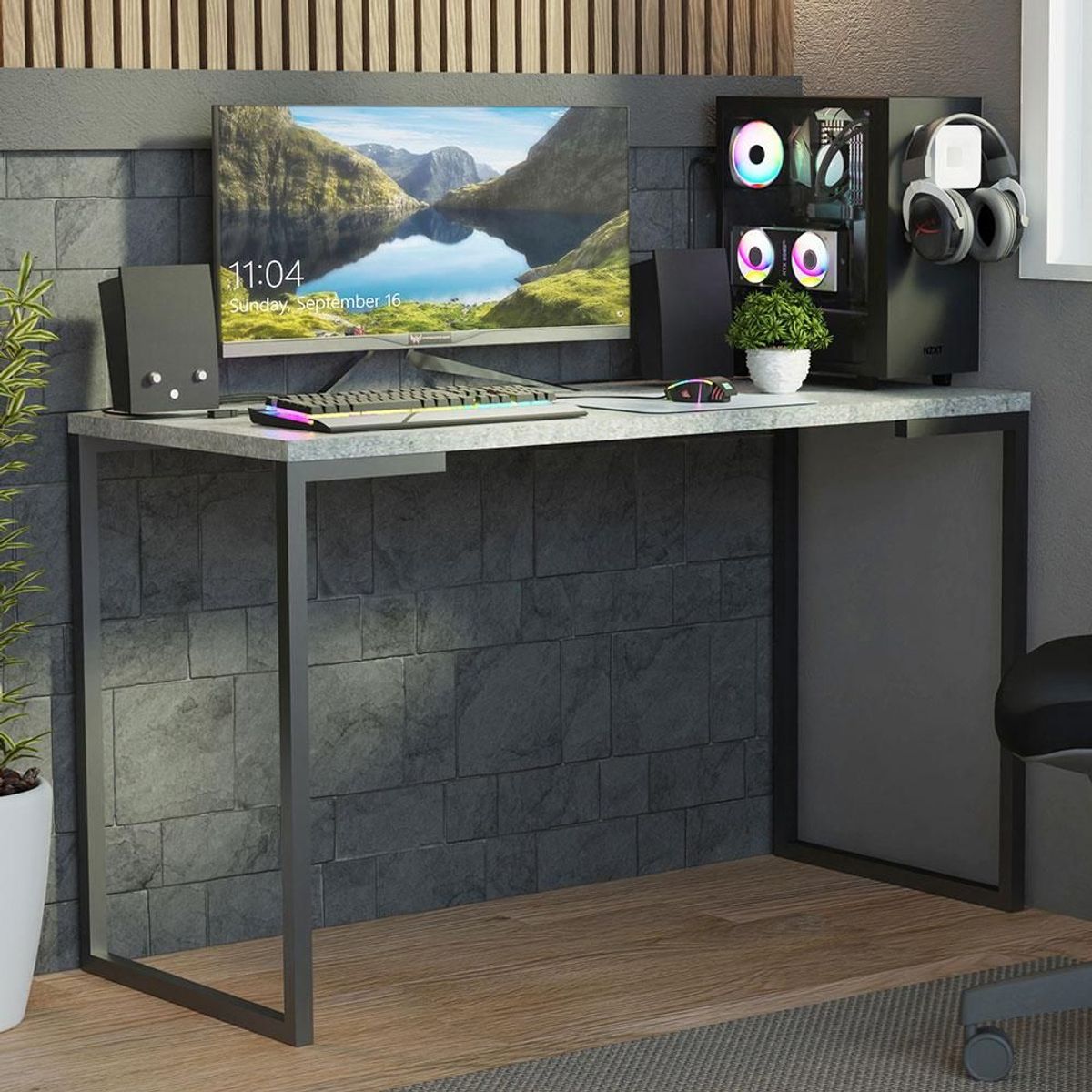 MADESA - Escritorio de Oficina Industrial Madesa de 120 cm Gris