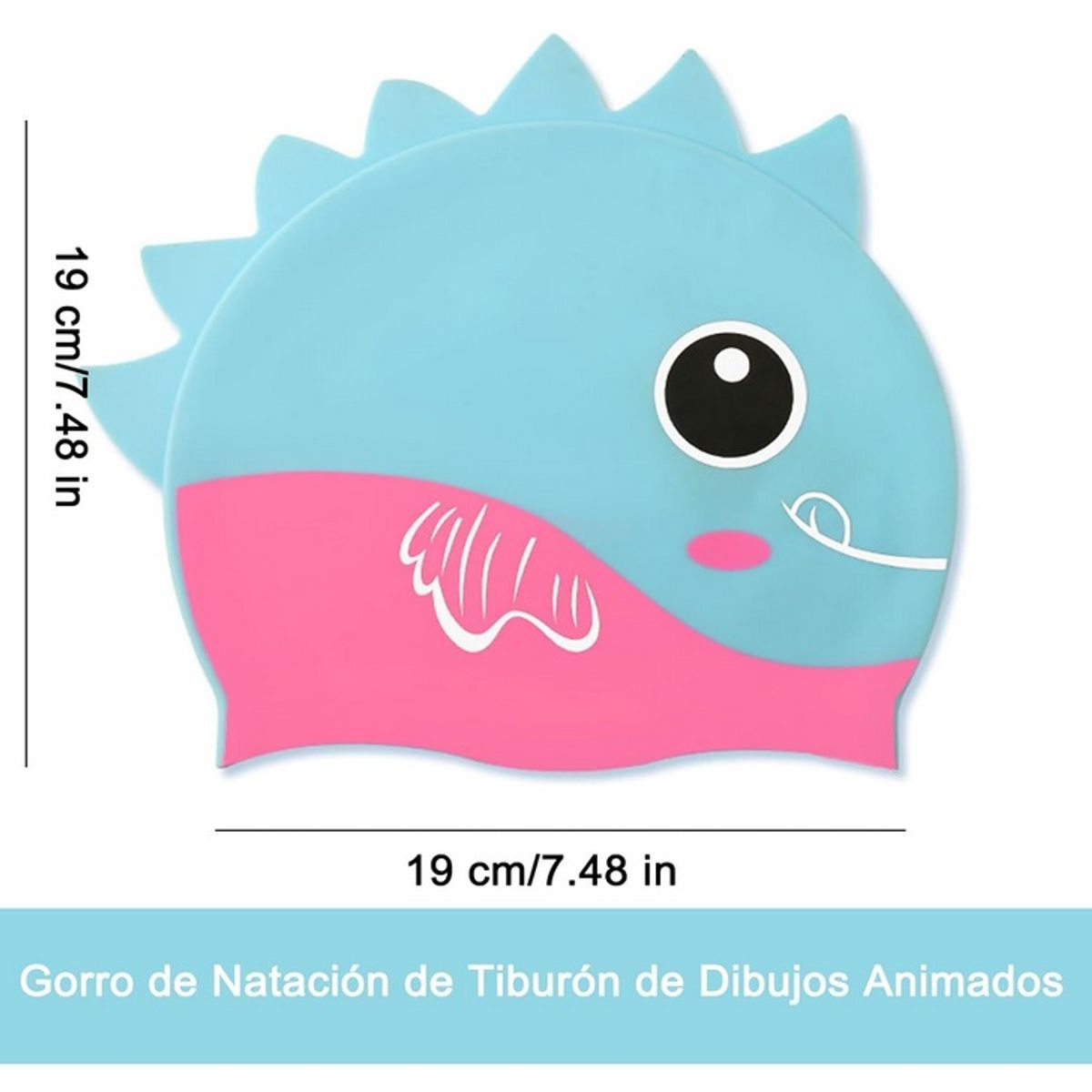 GENERICO - Gorro Natación Silicona Para Niño  Niña - Pez Rosa Celeste