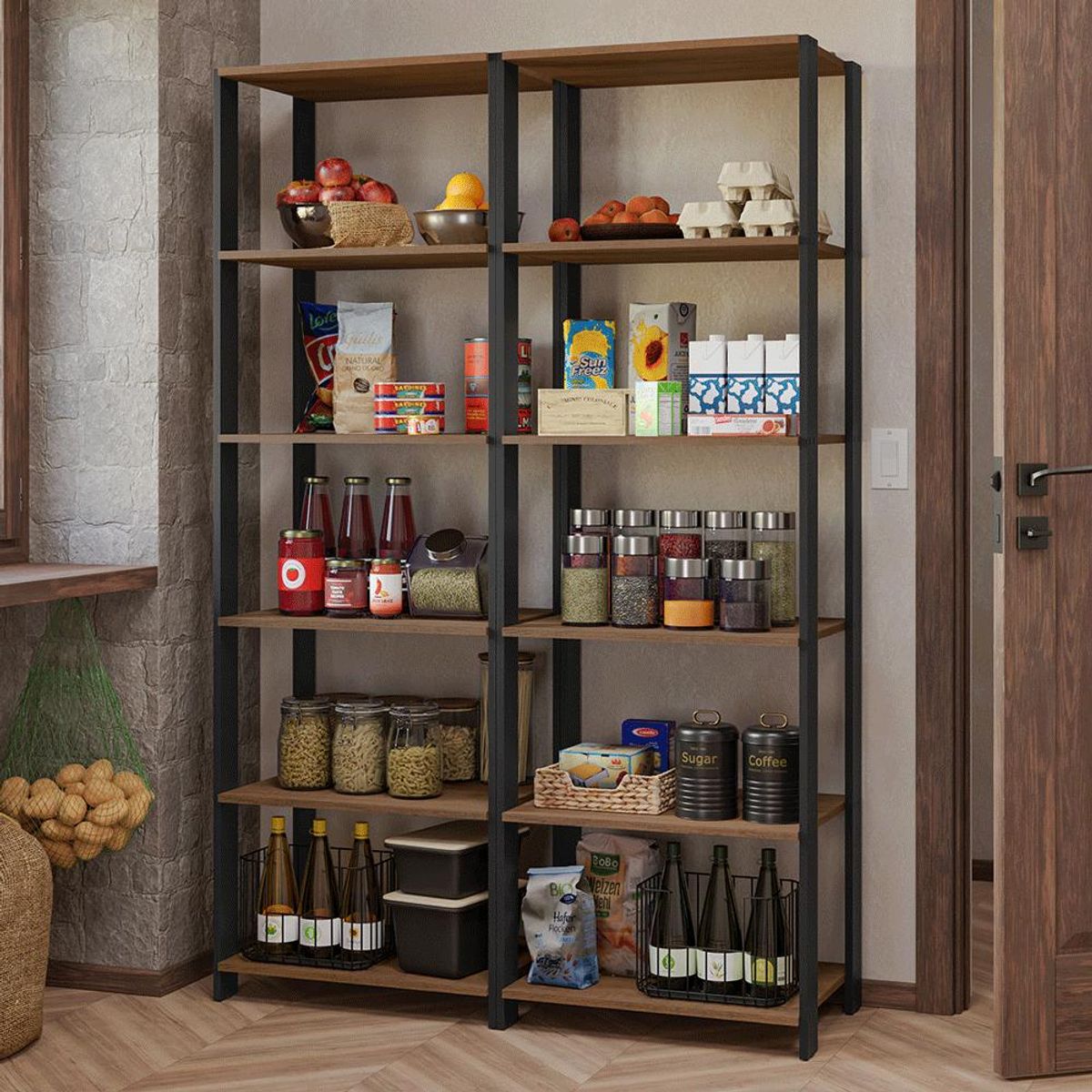 MADESA - Estante Organizador Multiuso Madesa de 10 Repisas 118 cm Marrón/Negro