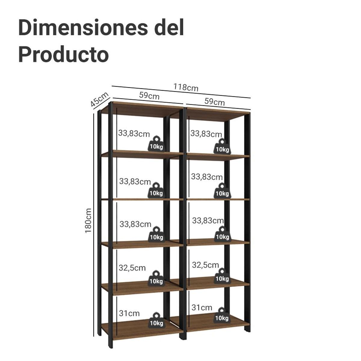 MADESA - Estante Organizador Multiuso Madesa de 10 Repisas 118 cm Marrón/Negro