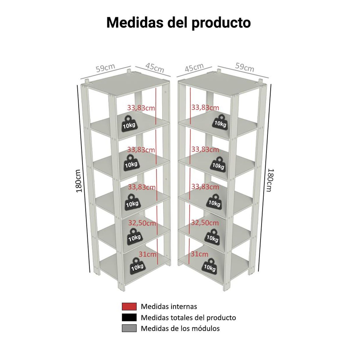 MADESA - Estante Organizador Multiuso Madesa de 10 Repisas 118 cm Marrón/Negro