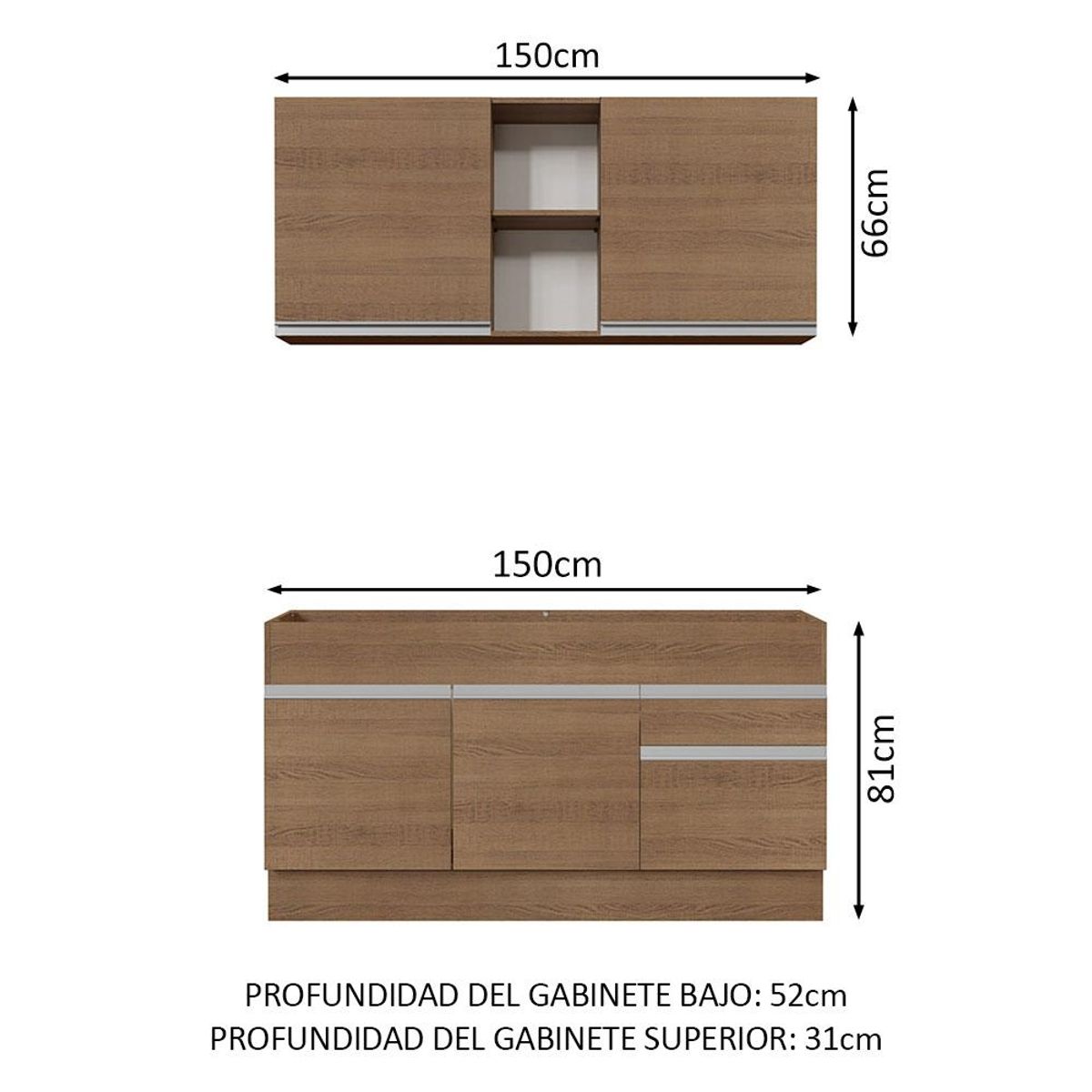 MADESA - Cocina Integral Glamy 1.50 Metros Marrón 02