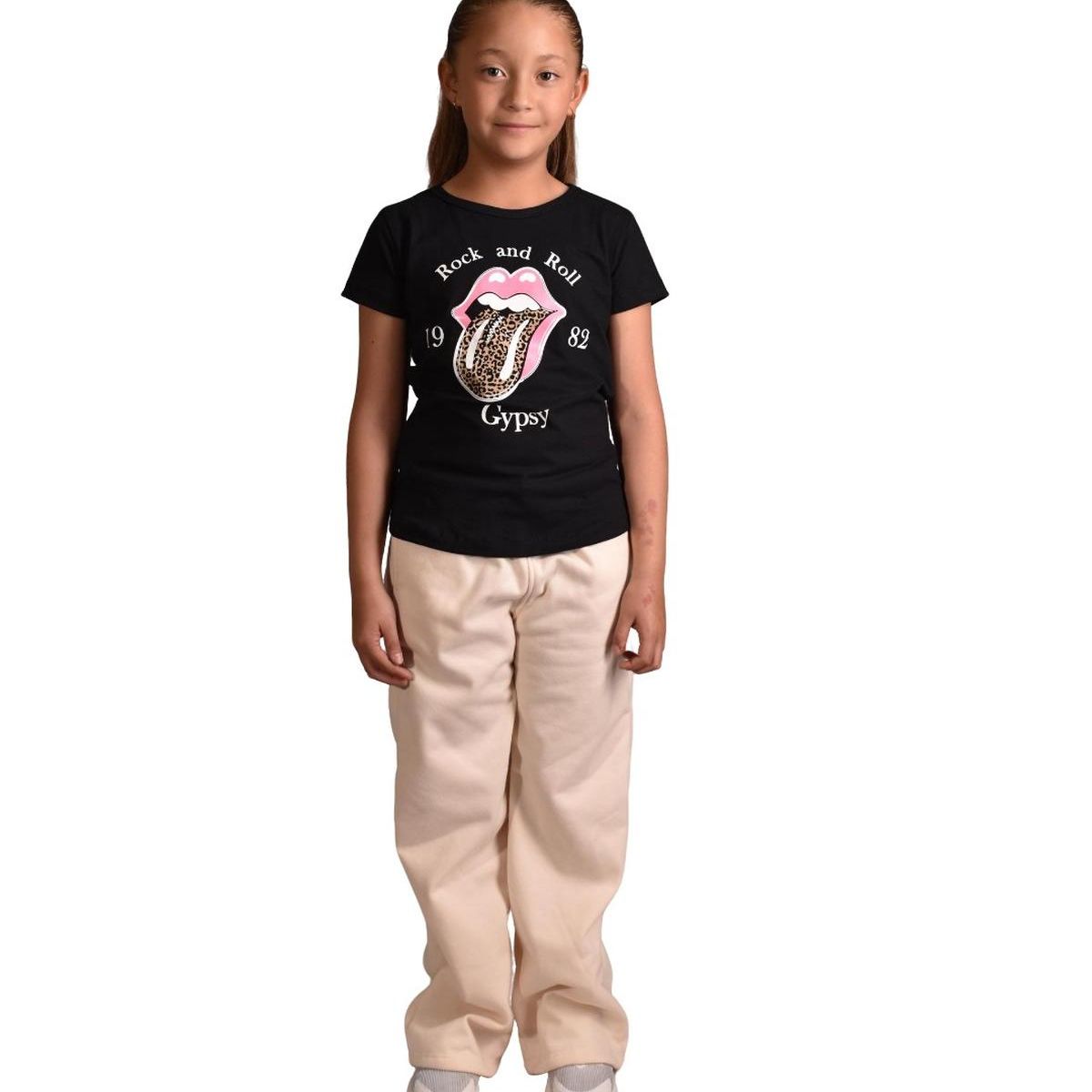 BIGBOYS - Camiseta Rock Negra Niña
