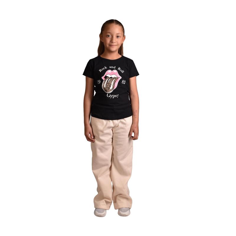 BIGBOYS - Camiseta Rock Negra Niña