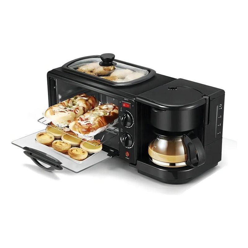 GENERICO - Horno Eléctrico Tostador Sokany Cafetera Parrilla 3 En 1