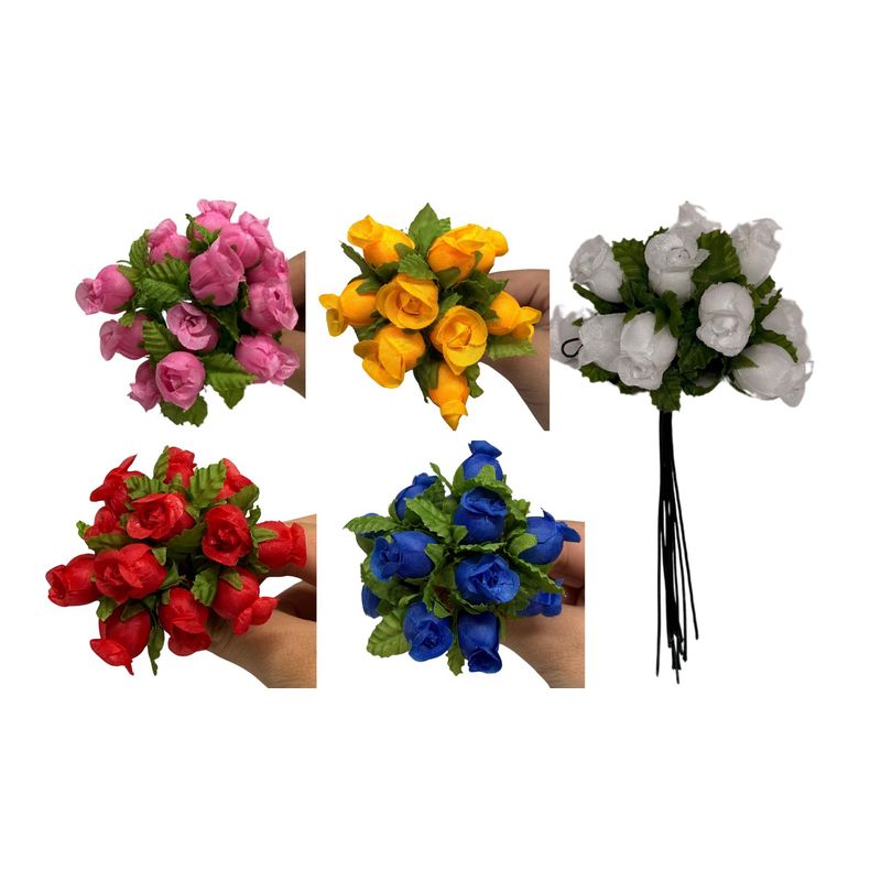 MAZUGI - Mini Ramo Rosas 12x12 Flores Artificiales Pequeña Decoración