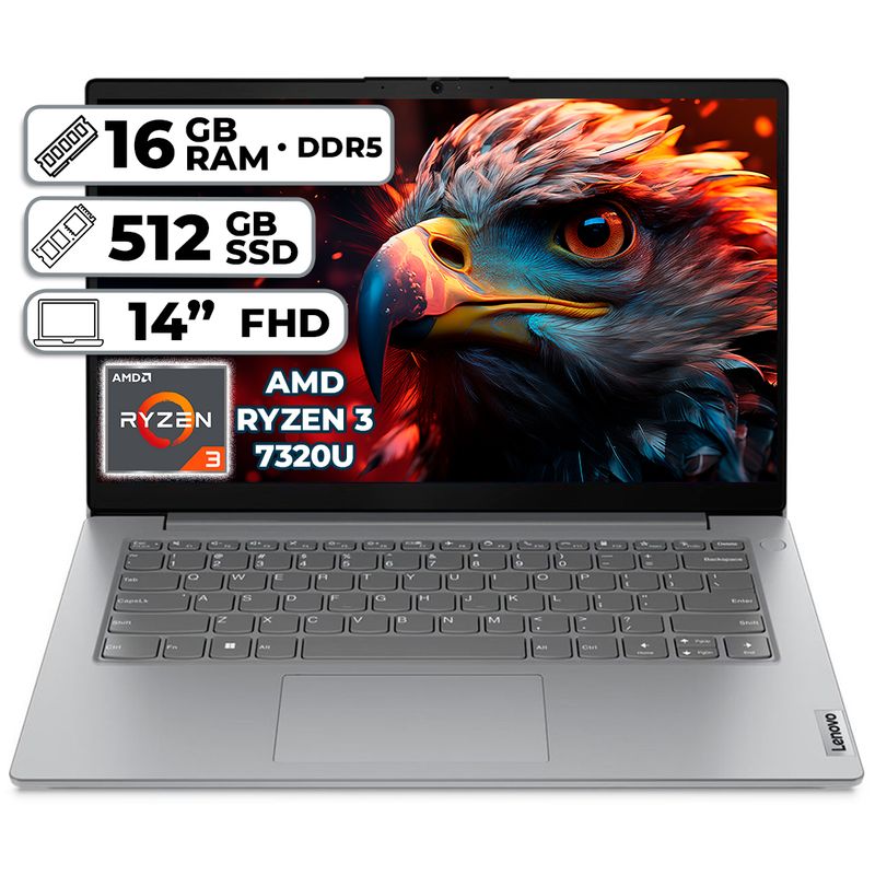 LENOVO - PORTÁTIL LENOVO V14 G4 AMN AMD RYZEN 3 7320U 16GB LPDDR5 512GB SSD 14" FHD