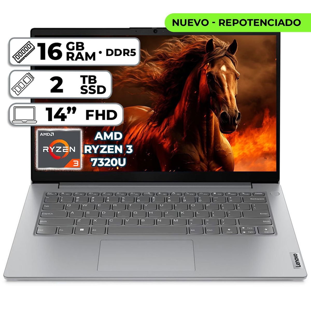 LENOVO - PORTÁTIL LENOVO V14 G4 AMN AMD RYZEN 3 7320U 16GB LPDDR5 2TB SSD 14" FHD