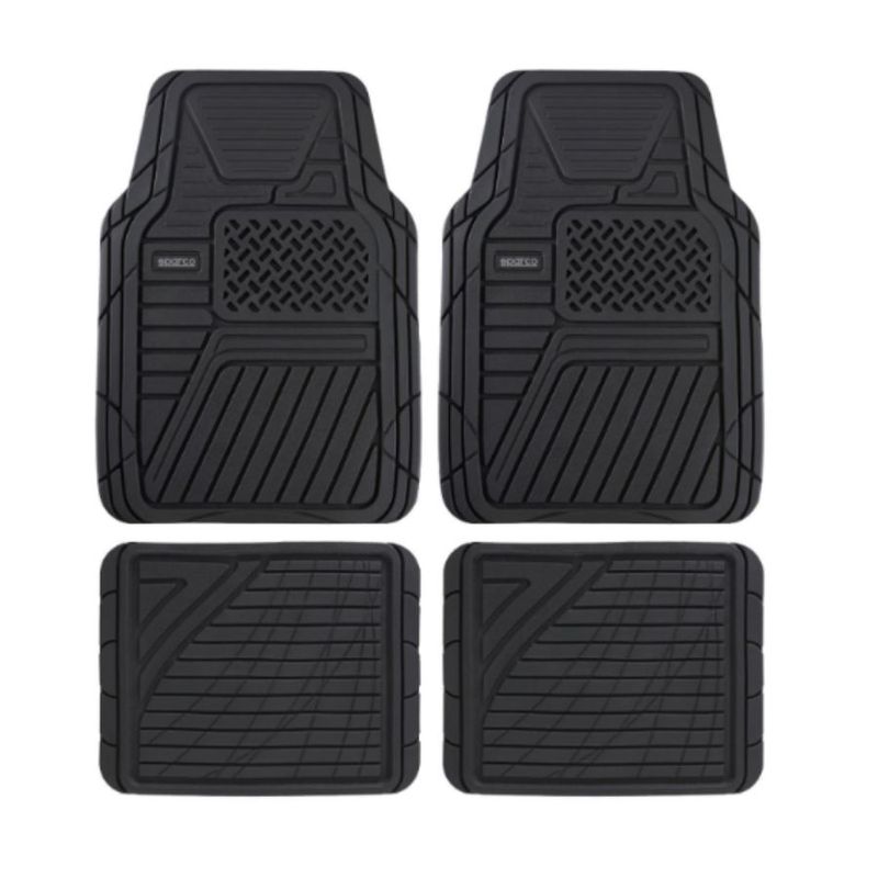 SPARCO - Tapete Carro Juego 4 Pzs PVC Negro Cubre Piso Sparco SPF519