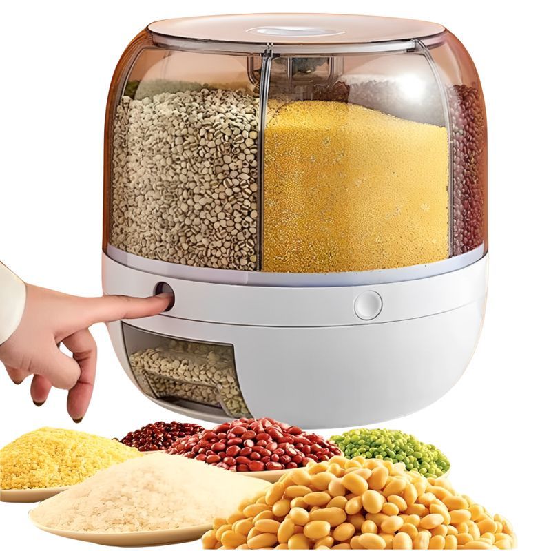 GENERICO - Dispensador Giratorio Para Granos Frutos Secos 6 Divisiones