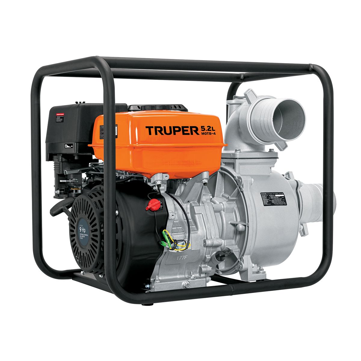 TRUPER - Motobomba autocebante 4x4 gasolina 9HP agrícola TRUPER