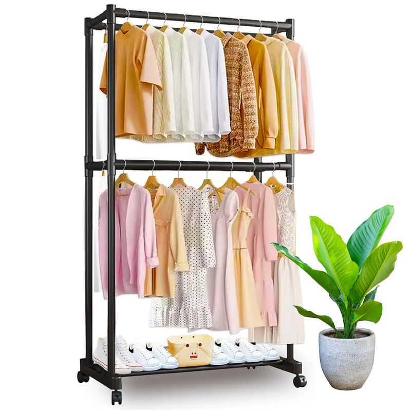 ONE PIXEL - Organizador De Ropa Perchero Sencillo Con Zapatero y Ruedas Ergonómico