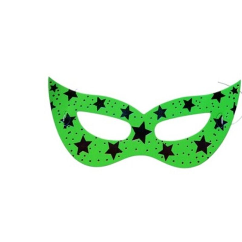 GENERICO - Antifaz Holográfico  Para Disfraces X 12 Und  Verde Estrellas
