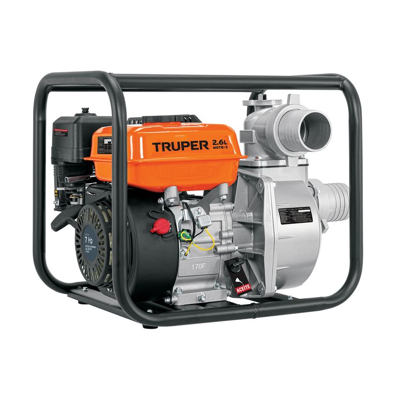TRUPER - Motobomba autocebante 3x3 gasolina 7HP agrícola TRUPER