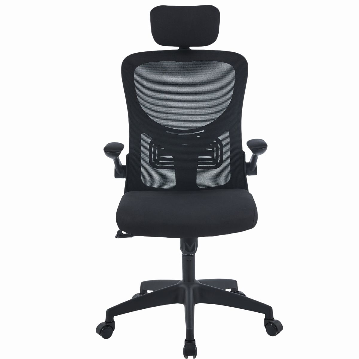 JYM - Silla De Oficina Gerencial En Paño Brazos Abatibles Apoyo Lumbar Negra