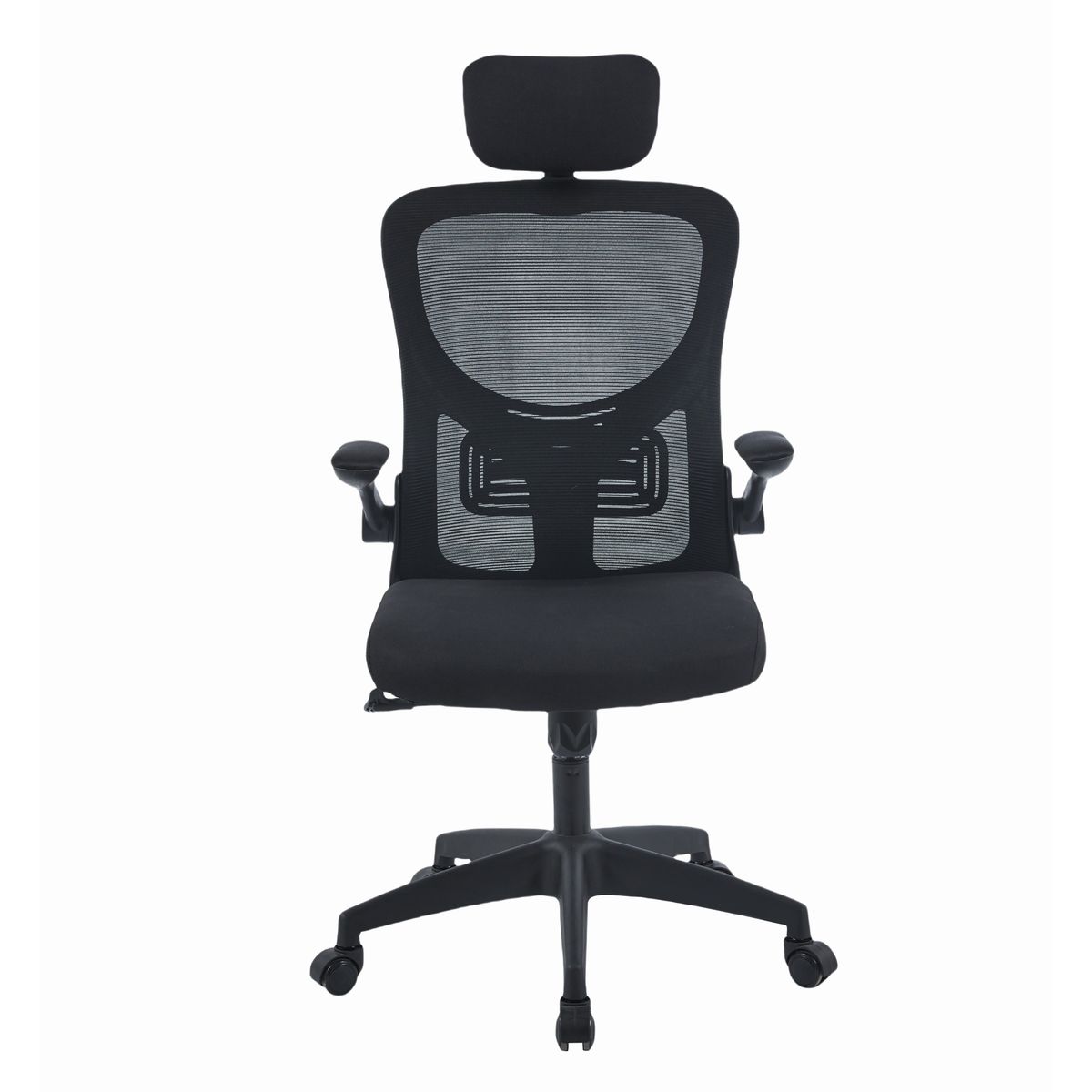 JYM - Silla De Oficina Gerencial En Paño Brazos Abatibles Apoyo Lumbar Negra