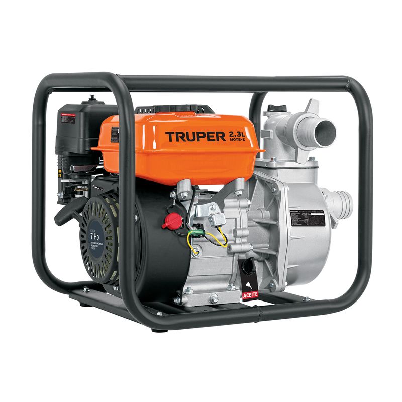 TRUPER - Motobomba autocebante 2x2 gasolina 7HP agrícola TRUPER
