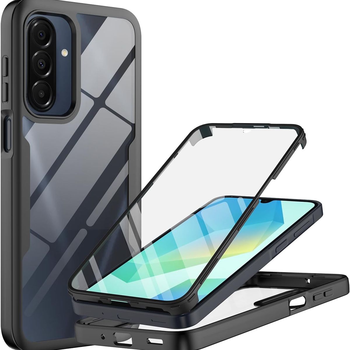 GENERICO - Estuche Protector Case Funda 2 En 1 Full 360 Para Samsung A16 / A17 Negro