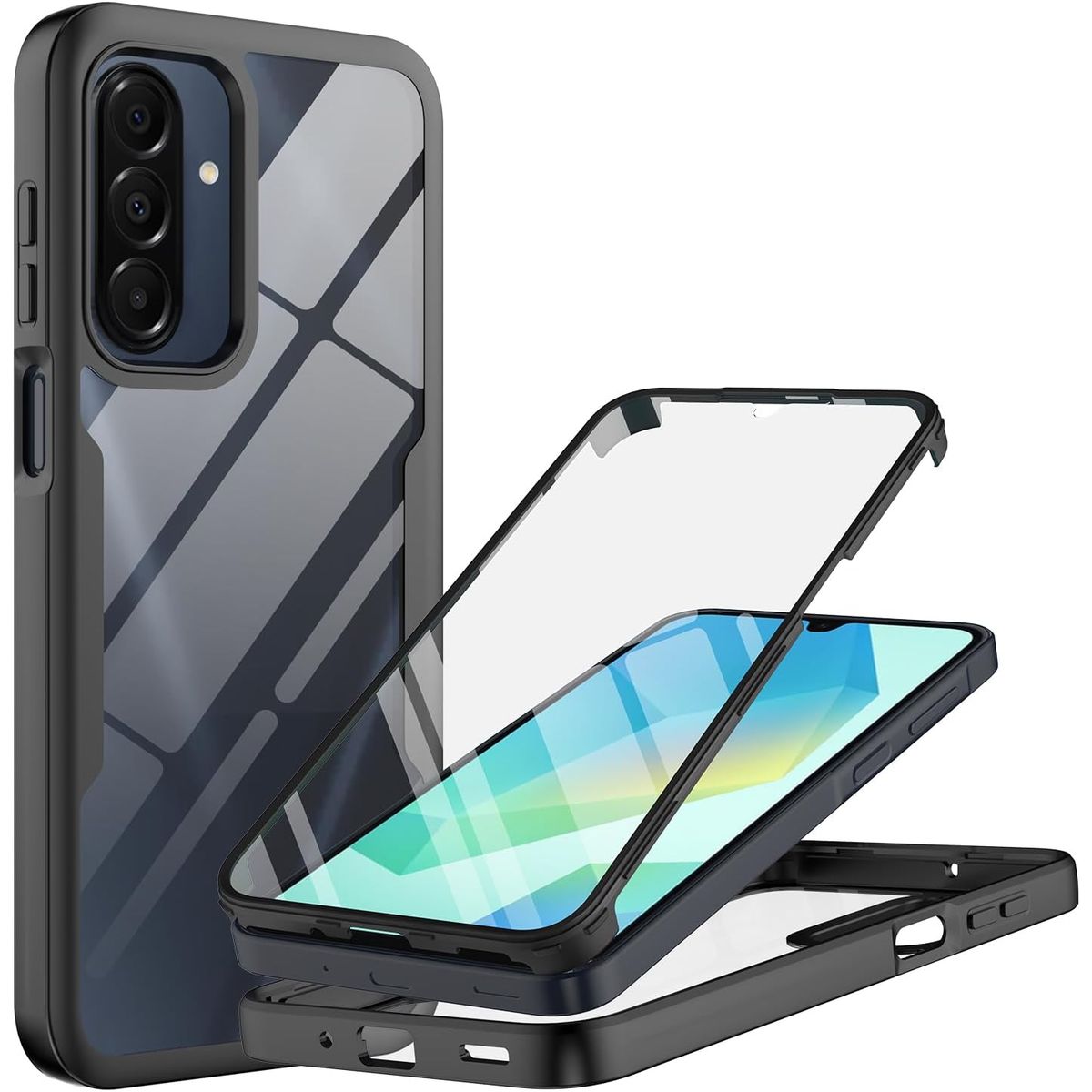 GENERICO - Estuche Protector Case Funda 2 En 1 Full 360 Para Samsung A16 / A17 Negro