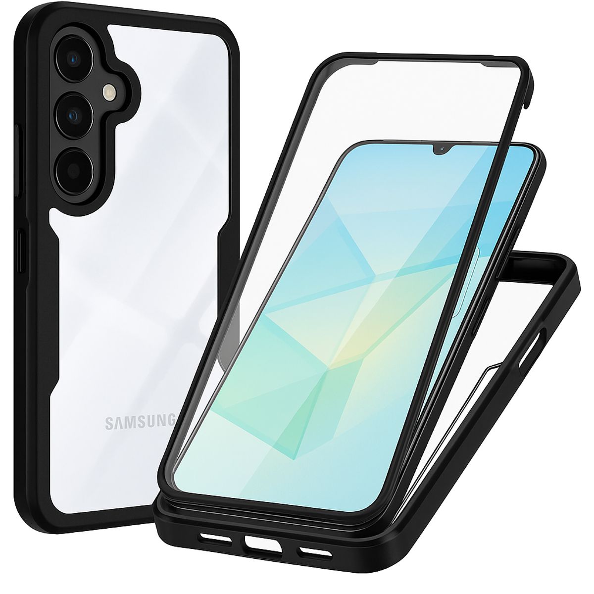 GENERICO - Estuche Protector Funda 2 En 1 Full 360 Para Samsung A36 / A37 / A56 Negro