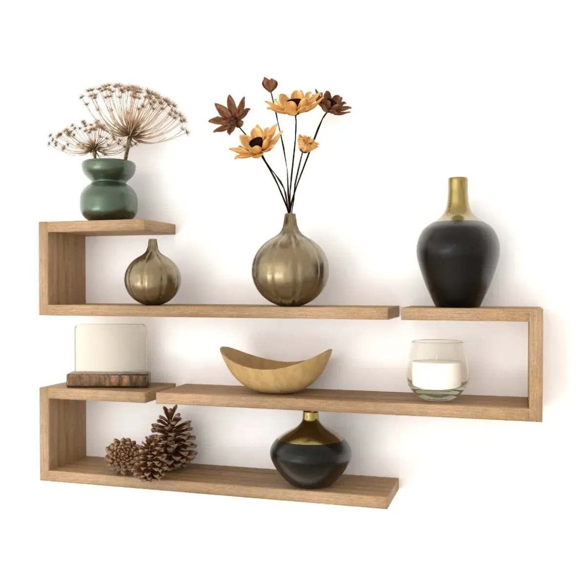 GENERICO - Set 3 Repisas Flotante Modelo C Decoración Moderna