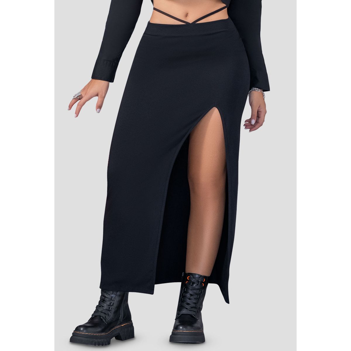 MARKETING PERSONAL - Falda Larga Mujer Negro Mp 110266