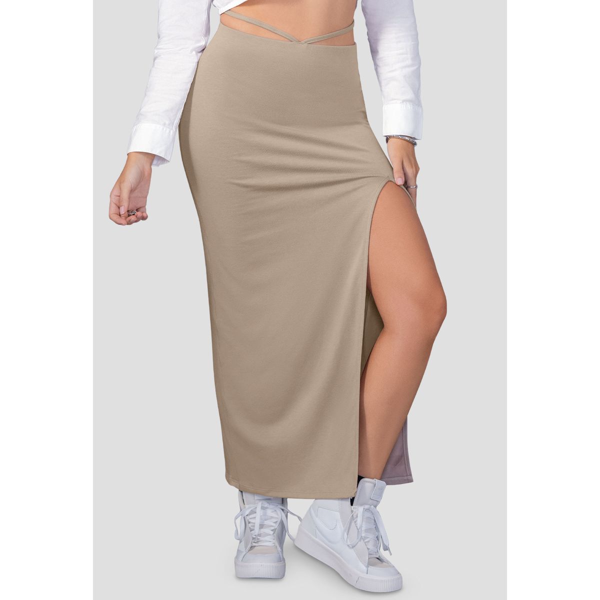 MARKETING PERSONAL - Falda Larga Mujer Café Pardo Mp 110266