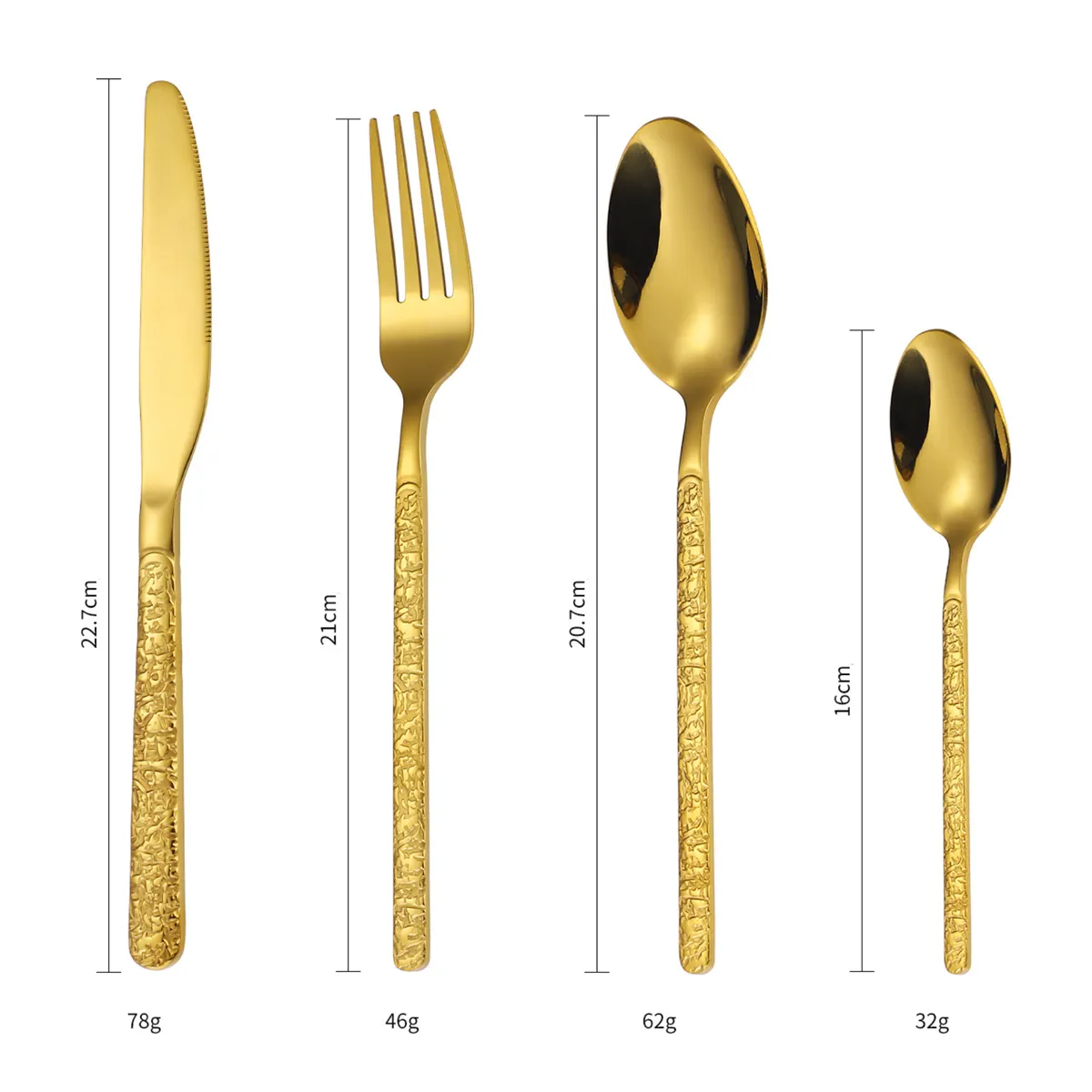 GENERICO - Juego Cubiertos Set 24 Piezas Inoxidable Dorado Diseño C